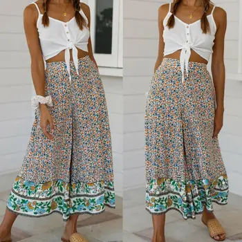 Women's Floral Wide Leg Pants Female High Waist Loose Print Summer Casual Baggy Boho Hippie Gypsy Ankle Length Trousers
Women's Floral Wide Leg Pants Female High Waist Loose Print Summer Casual Baggy Boho Hippie Gypsy Ankle Length Trousers