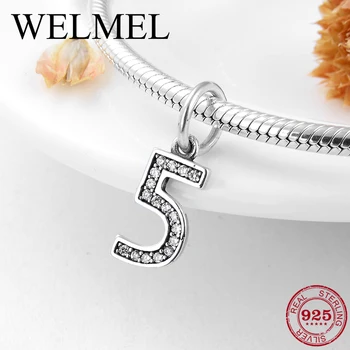 Authentic 925 Sterling Silver Number 5 Charms pendants Clear Cubic Zirconia beads Fit Original Pandora Bracelets Silver Jewelry
Authentic 925 Sterling Silver Number 5 Charms pendants Clear Cubic Zirconia beads Fit Original Pandora Bracelets Silver Jewelry