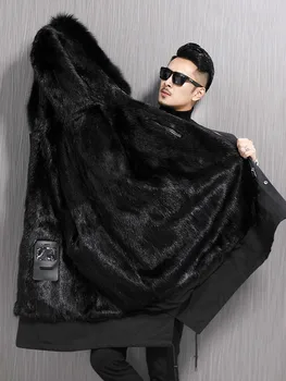 Parka Real Fur Coat Men Winter Jacket Natural Mink Fur Liner Fox Fur Collar Hooded Overcoat Mens Mink Coat KD91008-97 
Parka Real Fur Coat Men Winter Jacket Natural Mink Fur Liner Fox Fur Collar Hooded Overcoat Mens Mink Coat KD91008-97
