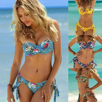 2020 Floral Print Bikini Female Swimswear Bandeau Biquini Bandage Swimsuit Women Bathing Suit Push Up Bikini Set Sexy Bikinis
2020 Floral Print Bikini Female Swimswear Bandeau Biquini Bandage Swimsuit Women Bathing Suit Push Up Bikini Set Sexy Bikinis