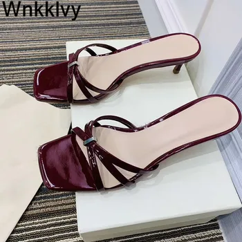 Summer patent leather sandals low heel narrow band slippers Woman Lazy Mullers 2020 Casual vacation shoes beach slides Female
Summer patent leather sandals low heel narrow band slippers Woman Lazy Mullers 2020 Casual vacation shoes beach slides Female
