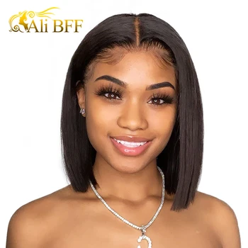 ALI BFF 13x4 Short Lace Front Human Hair Wigs Indian Straight Bob Wig Pre Plucked With Baby Hair Frontal Wigs 
ALI BFF 13x4 Short Lace Front Human Hair Wigs Indian Straight Bob Wig Pre Plucked With Baby Hair Frontal Wigs