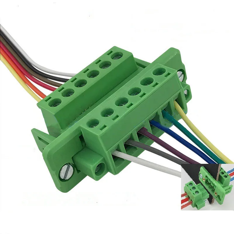 Description Picture 5 of item5sets 5.08 Through-wall Welding-free Terminal 2P/3P/4P/5P/6P/7P/8P/10P 2EDGWC 5.08mm Fixed Terminal on The Plug-in Panel