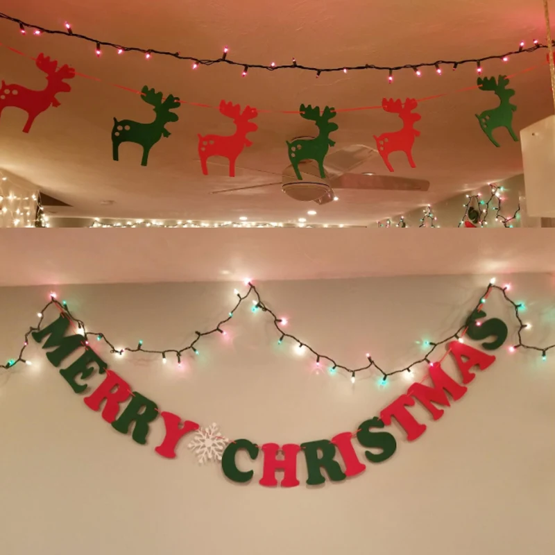 Merry Christmas Banner Decorations Felt Letters Garland Red Green Reindeer Garland Hunting Happy Holidays Xmas Home Decorations
Merry Christmas Banner Decorations Felt Letters Garland Red Green Reindeer Garland Hunting Happy Holidays Xmas Home Decorations