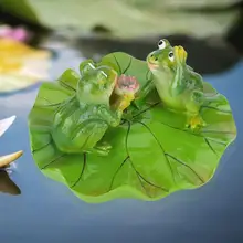 Résine flottant grenouilles Statue créative grenouille Sculpture en plein air jardin étang décoratif maison aquarium jardin décor ornement(China)