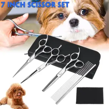 6pcs 7'' Stainless Steel Pet Dog Grooming Scissors Cat Hair Thinning Shear Sharp Edge Scissors Professioal Hairdressing Scissors
6pcs 7'' Stainless Steel Pet Dog Grooming Scissors Cat Hair Thinning Shear Sharp Edge Scissors Professioal Hairdressing Scissors