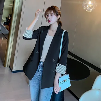 2020 Vintage England Style Slim Women Notched Collar Striped Patchwork Business Suit Casual Double Breasted Suit Coat Fashion
2020 Vintage England Style Slim Women Notched Collar Striped Patchwork Business Suit Casual Double Breasted Suit Coat Fashion