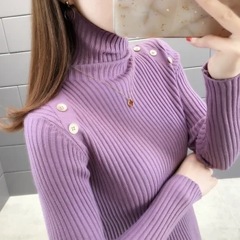 2019 autumn and winter new solid color high collar diagonal button set women sweater
2019 autumn and winter new solid color high collar diagonal button set women sweater