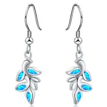 Fashion women's white blue opal earrings wedding jewelry boho small leaves earrings female
Fashion women's white blue opal earrings wedding jewelry boho small leaves earrings female