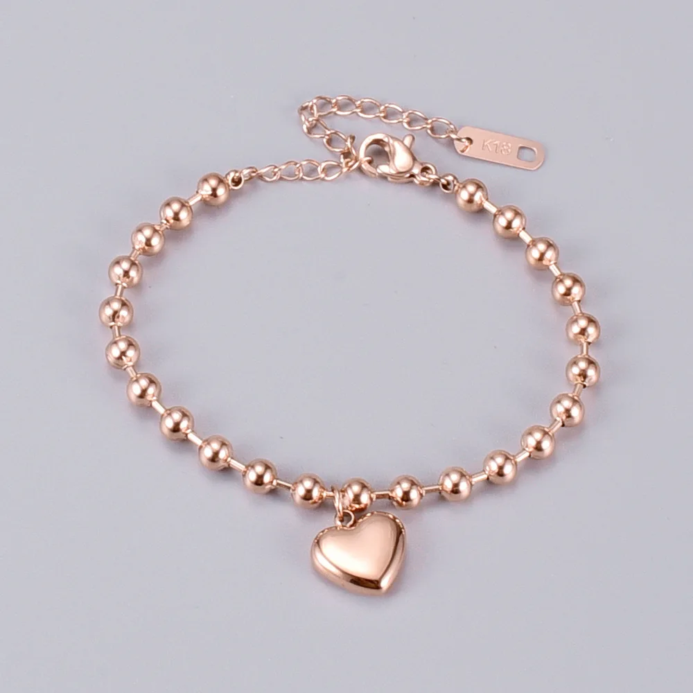 Fashion Titanium Stainless Steel Bracelet Anklet, Sweet Heart Pendant Round Bead Chain, Beautiful Jewelry Gift for Women
Fashion Titanium Stainless Steel Bracelet Anklet, Sweet Heart Pendant Round Bead Chain, Beautiful Jewelry Gift for Women
