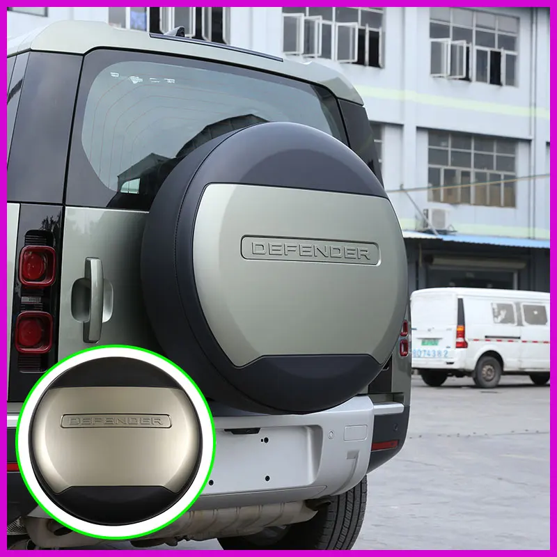 For Land Rover Defender Rear Spare Tire Protective Cover Wheel Hub Abs Plus Leather Material Car Accessories External |