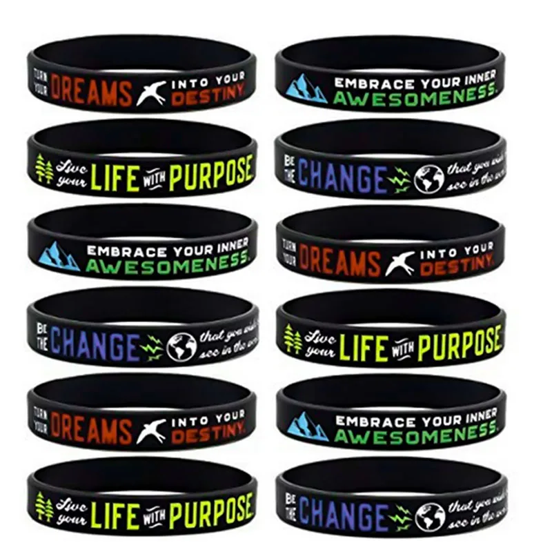 New Inspiring Bracelets Dream Life With Purpose Awesomeness Be The Change Silicone Rubber Bracelets Wristband
New Inspiring Bracelets Dream Life With Purpose Awesomeness Be The Change Silicone Rubber Bracelets Wristband