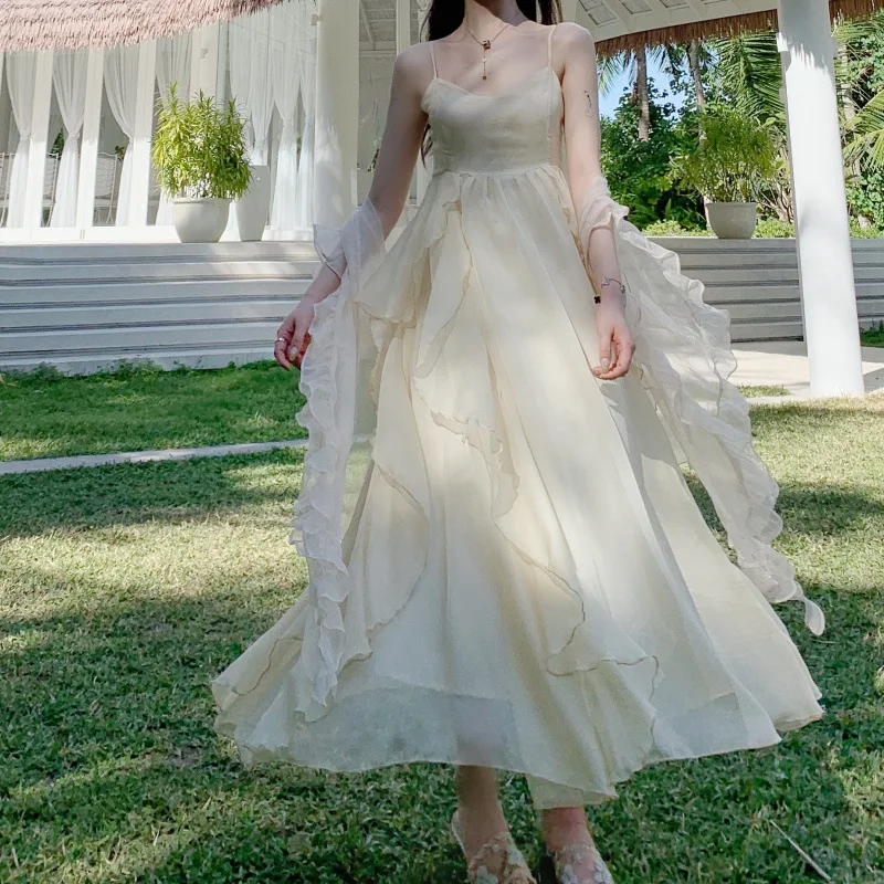 Photo Shoot Brocade Silk Chiffon Butterfly Sleeve Sun-resistant Cardigan + Overweight Workers Big Skirt Strapped Dress Two Piece
Photo Shoot Brocade Silk Chiffon Butterfly Sleeve Sun-resistant Cardigan + Overweight Workers Big Skirt Strapped Dress Two Piece