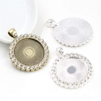New Fashion 2pcs 25mm Inner Size Silver Plated Rhinestone Cameo Cabochon Base Setting Charms Pendant
New Fashion 2pcs 25mm Inner Size Silver Plated Rhinestone Cameo Cabochon Base Setting Charms Pendant