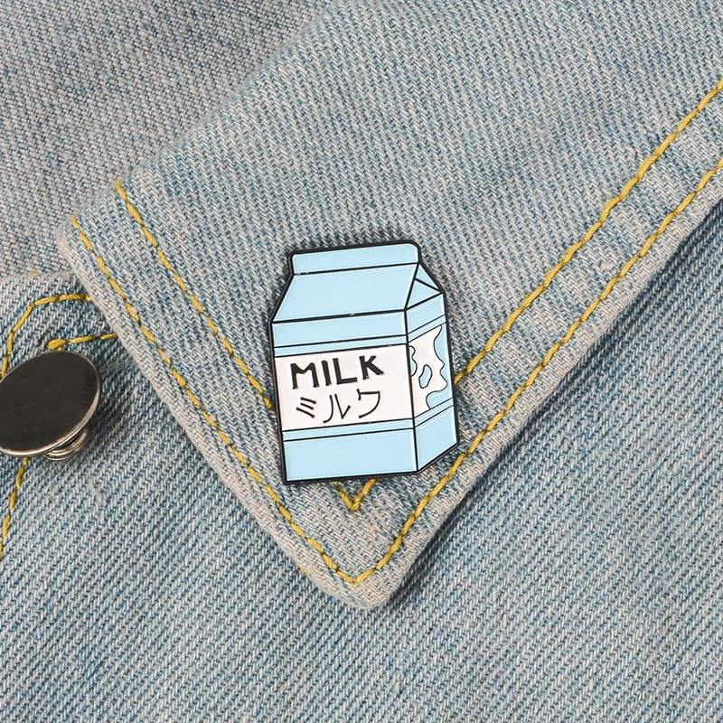 Эмалированная булавка в коробке с молоком синяя японская металлическая брошь