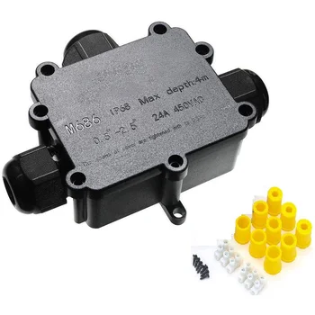 Outdoor Waterproof Junction Box, IP68 3-Way Junction Box,M686 Cable Connector Wire Range 4-14mm External Protection Box
Outdoor Waterproof Junction Box, IP68 3-Way Junction Box,M686 Cable Connector Wire Range 4-14mm External Protection Box