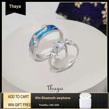 Thaya Authentic 925 Silver Ring Blue Drip Oil Silver Open Rings Free Size Adjustable Finger Rings For Women Fashion Jewelry
Thaya Authentic 925 Silver Ring Blue Drip Oil Silver Open Rings Free Size Adjustable Finger Rings For Women Fashion Jewelry