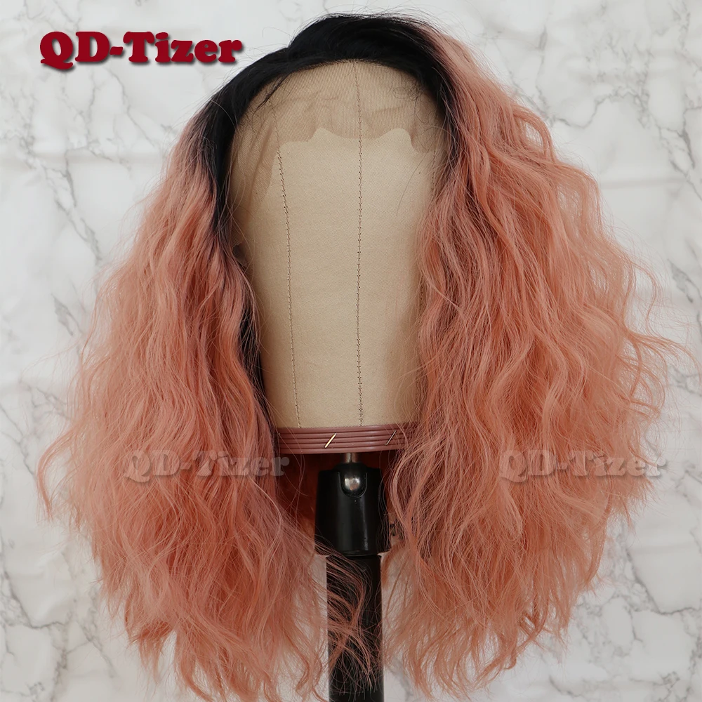 QD-Tizer 13*4 Короткие свободные вьющиеся волосы парики на сетке натуральные без клея
