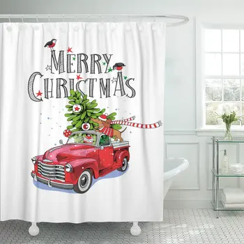 Shower Curtain Christmas Red Retro Truck Fir Tree and The Dachshund Waterproof Polyester Fabric Set with Hooks
Shower Curtain Christmas Red Retro Truck Fir Tree and The Dachshund Waterproof Polyester Fabric Set with Hooks