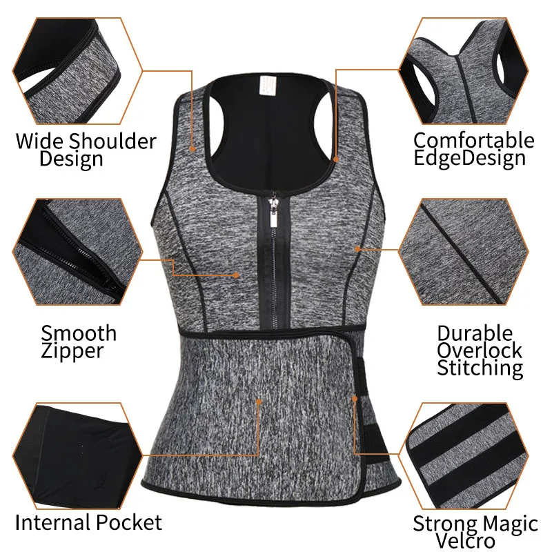 Women Sweat Sauna Vest Waist Trainer Body Shaper Neoprene Tank Top Compression Shirt Workout Fitness Back Support Gym Suit
Women Sweat Sauna Vest Waist Trainer Body Shaper Neoprene Tank Top Compression Shirt Workout Fitness Back Support Gym Suit