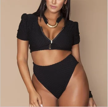 Cross Border New European and American Large Swimsuit Solid Color Zipper High Waist Mesh Double Layer Fabric Half Sleeve Bikini
Cross Border New European and American Large Swimsuit Solid Color Zipper High Waist Mesh Double Layer Fabric Half Sleeve Bikini