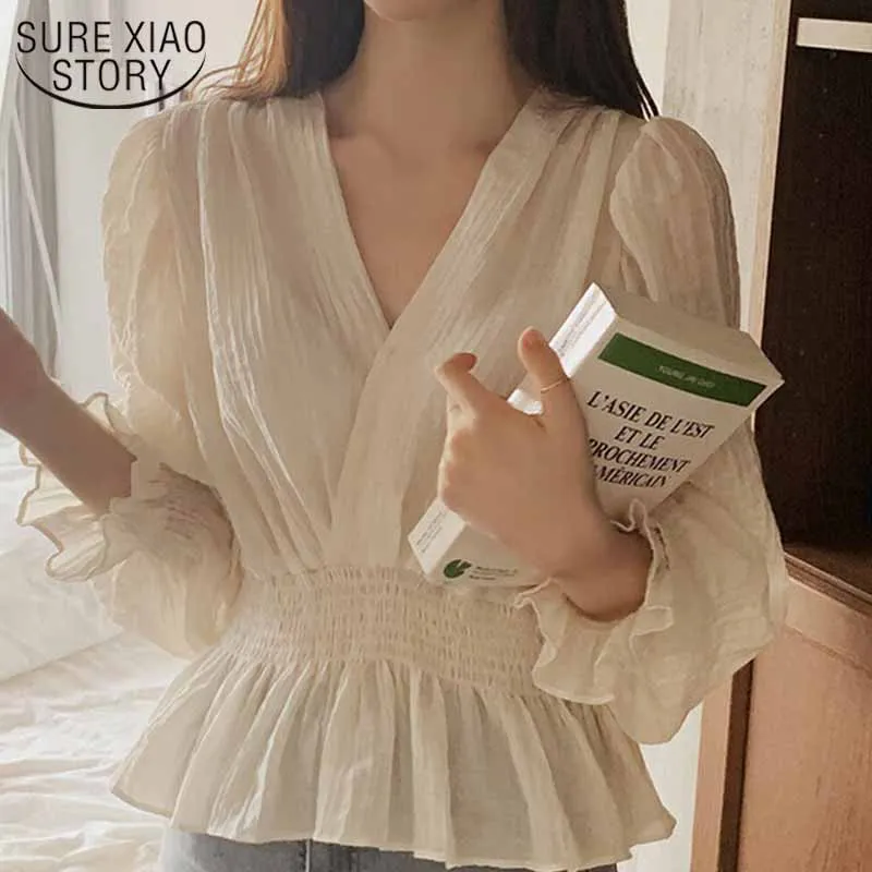 Blusas 2021 Spring Sweet Shirt Elegant Korean Style Pleated Casual Lady Tops V-neck Elastic Waist Puff Sleeve Blouse Women 12728
Blusas 2021 Spring Sweet Shirt Elegant Korean Style Pleated Casual Lady Tops V-neck Elastic Waist Puff Sleeve Blouse Women 12728