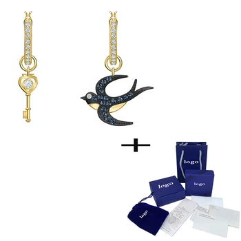 SWA Fashion TAROT MAGIC Swallow Key Golden Crystal Pierced Earrings Exquisite Simple Ladies Jewelry Valentine's Day Best Gift 
SWA Fashion TAROT MAGIC Swallow Key Golden Crystal Pierced Earrings Exquisite Simple Ladies Jewelry Valentine's Day Best Gift