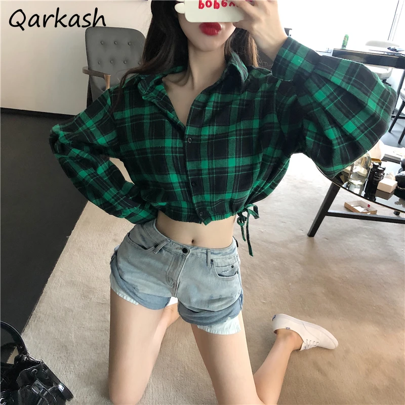 Shirts Women Autumn New Cropped Clothing Chic Long Sleeve Plaid Simple Ins Stylish Ulzzang Fashion Vintage Tops Shirring Design
Shirts Women Autumn New Cropped Clothing Chic Long Sleeve Plaid Simple Ins Stylish Ulzzang Fashion Vintage Tops Shirring Design