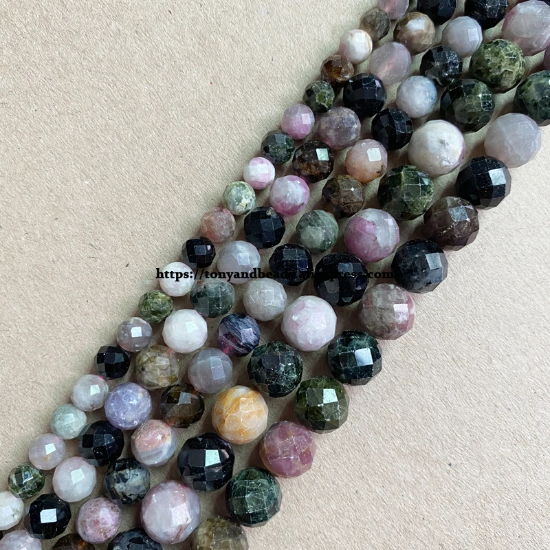 

Semi-precious Stone Diamond Cuts Faceted AA Quality Mixed Tourmaline 7" Round Loose Beads 6 8 10 mm