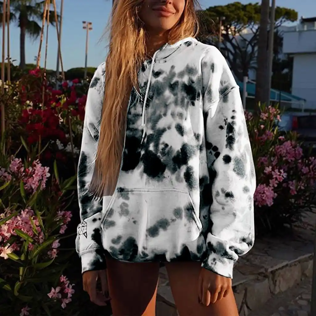 Sudadera Unisex de gran tamaño con capucha Tie Dye, suéter de manga larga  con estampado de bolsillo para parejas, Sudadera con capucha blanca y  negra, ropa de calle|Sudaderas con capucha y sudaderas| -