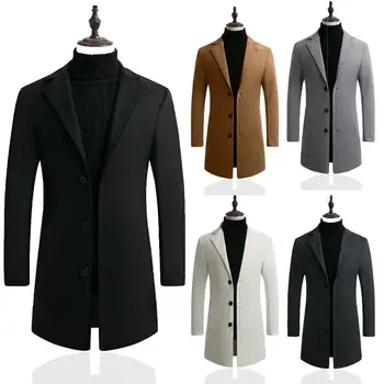 ZACOO Men Slim Single-breasted Woolen Coat V-Neck Solid Color Lapel Over Size Middle Long Overcoat 
ZACOO Men Slim Single-breasted Woolen Coat V-Neck Solid Color Lapel Over Size Middle Long Overcoat