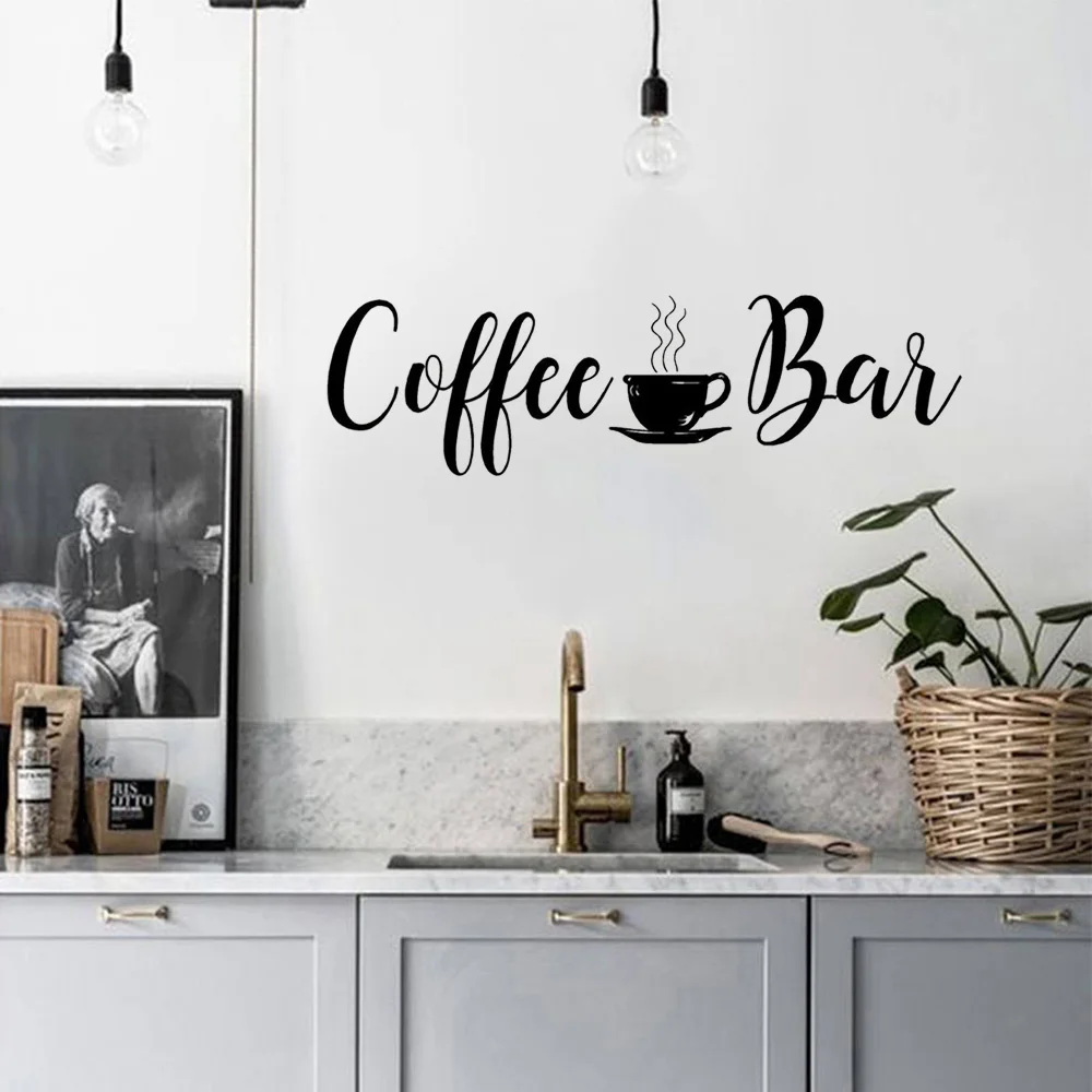 Фото Coffee Bar Quotes Wall Decal Kitchen Home Decor Vinyl Sticker Design Mural Wallpaper | Дом и сад