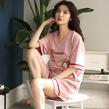 BZEL Cotton Soft Sleepwear Summer Hot Sale Pijama Set Home Clothes For Women Pink Loose Nightwear Big Size Underwear Cute Nighty
BZEL Cotton Soft Sleepwear Summer Hot Sale Pijama Set Home Clothes For Women Pink Loose Nightwear Big Size Underwear Cute Nighty
