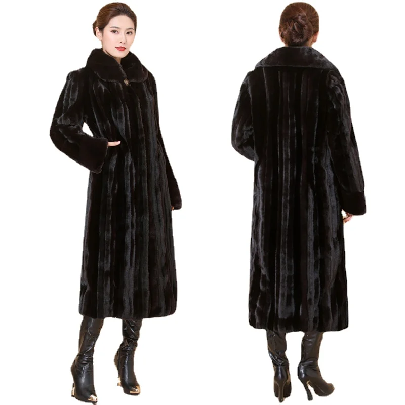 Фото Plus Size 6XL Faux Fur Coat Women 2021 New Fashion Winter Thick Warm Overcoat Imitation Long Mink Coats Female Jackets Top | Женская