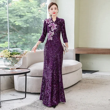 New Maxi Dresses For Women Elegant Sequin Dress Plus Size Sequins Cheongsam Trumpet / Mermaid Women Long Floral Chinese 
New Maxi Dresses For Women Elegant Sequin Dress Plus Size Sequins Cheongsam Trumpet / Mermaid Women Long Floral Chinese