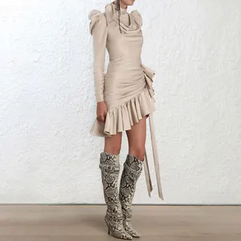 Hollow Out Asymmetrical Satin Dresses For Women Bowknot Puff Sleeve Ruffle Evening Party Dress Female 2020 Spring
Hollow Out Asymmetrical Satin Dresses For Women Bowknot Puff Sleeve Ruffle Evening Party Dress Female 2020 Spring