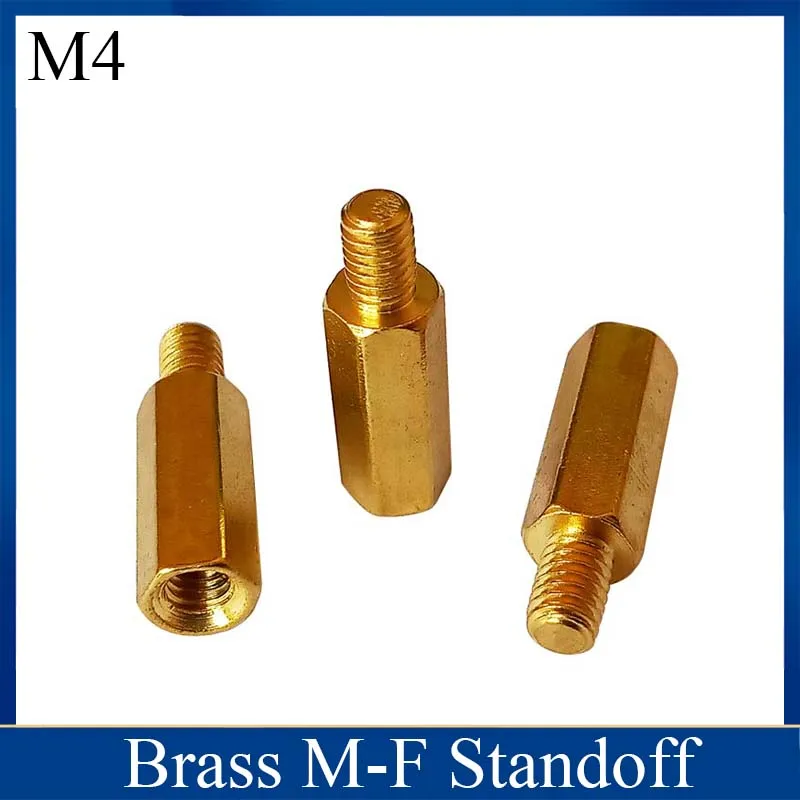 

20pcs M4 Male 6mm x Female 5-20 mm Hex Brass Standoff Spacer M4+6 Copper Hexagonal Stud Spacer Hollow Pillars M4*(5-20)+6mm