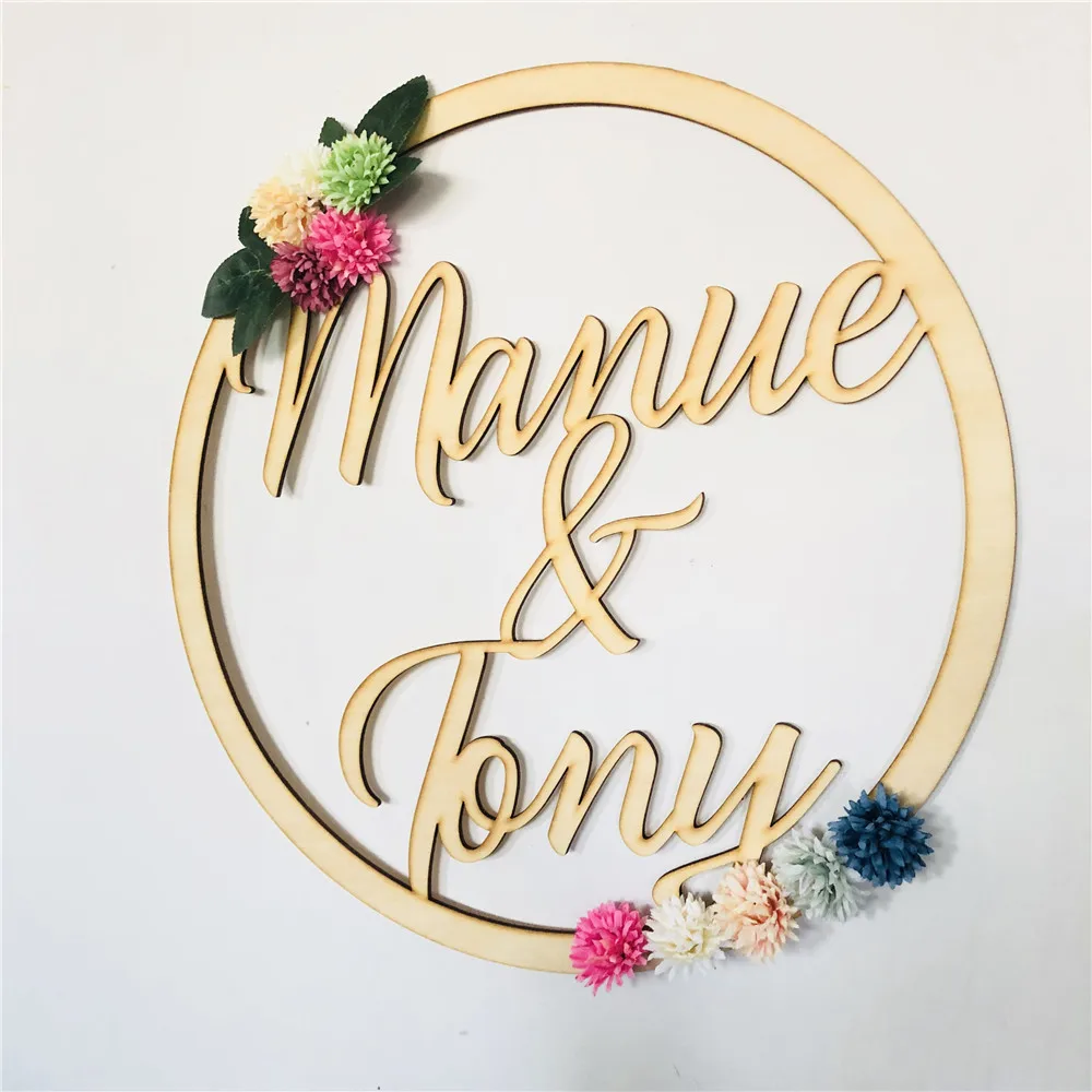 Custom Wreath Wooden Wedding Circle Hanging Personalized Couples Name Flower Sign Romantic Wooden Marriage Party Decorations
Custom Wreath Wooden Wedding Circle Hanging Personalized Couples Name Flower Sign Romantic Wooden Marriage Party Decorations
