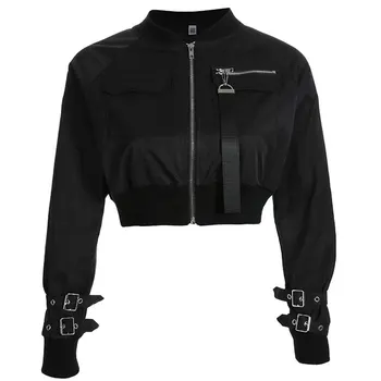 Outerwear Coat Bomber Jacket Women Patch Long Sleeve Autumn Jacket Pocket High Waist Buckle Zipper Streetwear Jacket
Outerwear Coat Bomber Jacket Women Patch Long Sleeve Autumn Jacket Pocket High Waist Buckle Zipper Streetwear Jacket