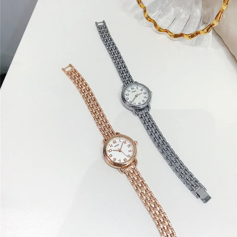Rose Gold Silver Alloy Women Watches Fashion Casual Female Quartz Wristwatches With Simple Number Dial Retro Ladies Clock W9837 | Наручные