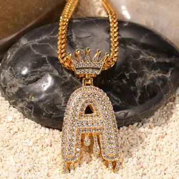 Custom Crown Bail Drip Bubble Initial Letters Chain Necklaces & Pendant For Men Women Gold Color Cubic Zircon Hip Hop Jewelry
Custom Crown Bail Drip Bubble Initial Letters Chain Necklaces & Pendant For Men Women Gold Color Cubic Zircon Hip Hop Jewelry