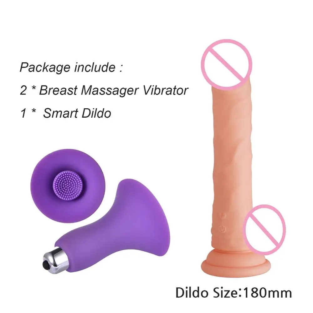 

New 2*Breast Massager Vibrator+Small dildo Sex Toys for Woman Massager Penis Stimulation Clitoris Penis Vibrator For Gay