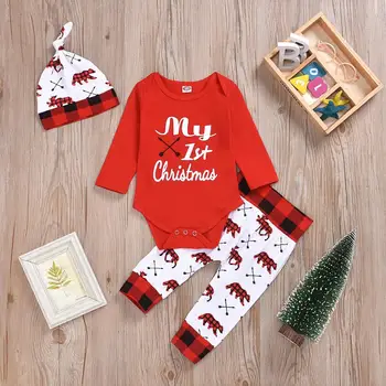 Hat + Jumpsuit + trousers children's comfortable and beautiful suit explosive children's wear baby Christmas Jumpsuit three sets
Hat + Jumpsuit + trousers children's comfortable and beautiful suit explosive children's wear baby Christmas Jumpsuit three sets