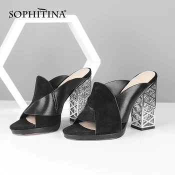 SOPHITINA Convenience Women Sandals Grid Thick Heels V type Peep Toe Outdoor Slippers Fashion High Heels Sandals Women BY251 
SOPHITINA Convenience Women Sandals Grid Thick Heels V type Peep Toe Outdoor Slippers Fashion High Heels Sandals Women BY251