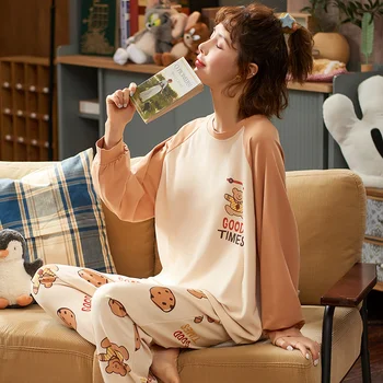 Pure Cotton Women Pijamas Sets Autumn Cartoons Print Vogue Long Sleeve Sleepwear Home Suits M L XL XXL
Pure Cotton Women Pijamas Sets Autumn Cartoons Print Vogue Long Sleeve Sleepwear Home Suits M L XL XXL