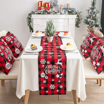 

Christmas Table Runner decoration Elk Dear Table Runners Xmas Decoration Tablecloth New Year Banquet Home Decoration 33x180cm