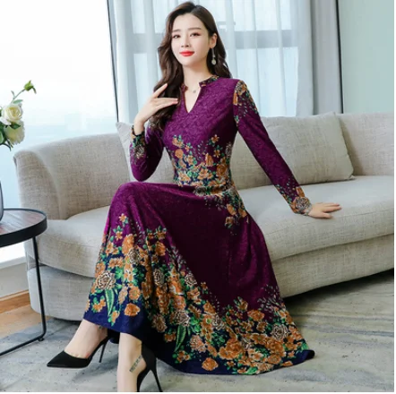 2019 Autumn Winter New Arrival High Quality V Collar Flower Printed Long Sleeve Woman Long Dress Plus Size M-3XL
2019 Autumn Winter New Arrival High Quality V Collar Flower Printed Long Sleeve Woman Long Dress Plus Size M-3XL