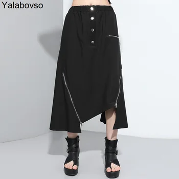 2020 Summer Elastic Waist Zipper Decorated Pleated Skirt Fashionable Black Color Irregular Skirt Harajuku
2020 Summer Elastic Waist Zipper Decorated Pleated Skirt Fashionable Black Color Irregular Skirt Harajuku