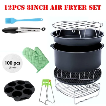 12pcs Air Fryer Accessories 8 Inch Fit for Airfryer 3.2-5.8QT Baking Basket Pizza Plate Grill Pot Kitchen Cooking Tool for Party
12pcs Air Fryer Accessories 8 Inch Fit for Airfryer 3.2-5.8QT Baking Basket Pizza Plate Grill Pot Kitchen Cooking Tool for Party
