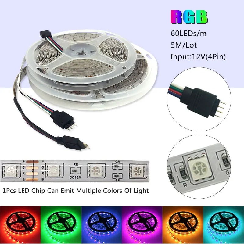 LED Strip 5050 DC12V 60LEDsm Flexible LED Light RGB RGBW 5050 LED Strip 300LEDs 5mlot (2)